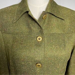 Vintage Green Tweed Blazer Jacket – Size 6 (Made in USA)